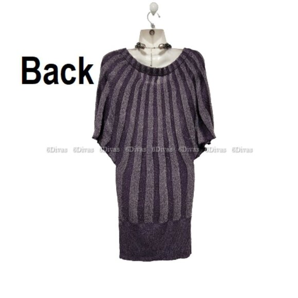 PURPLE Glitter Tunic Knit Dress or Glitter Top One Size Fits Most - Picture 4 of 13